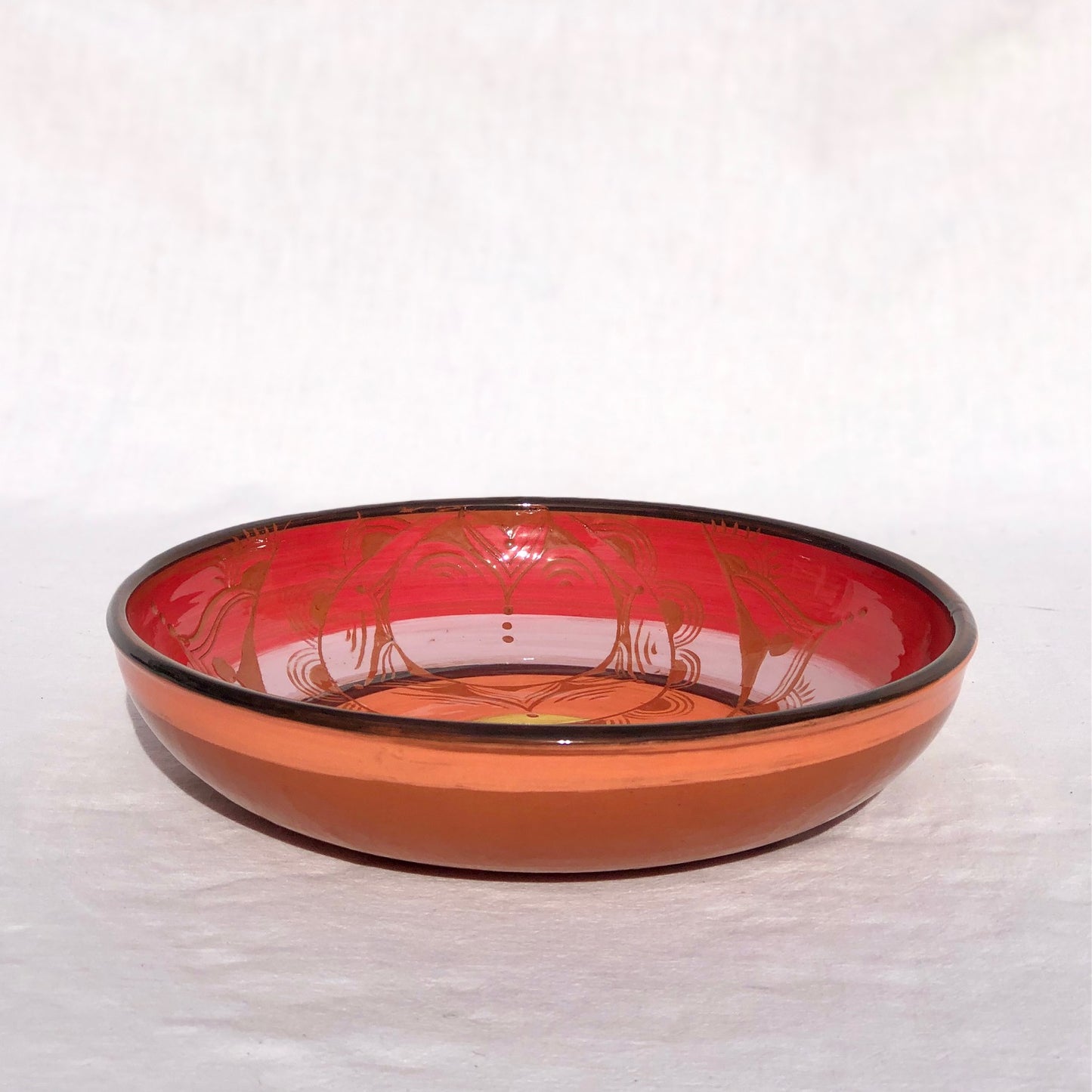 Large dish, red & orange