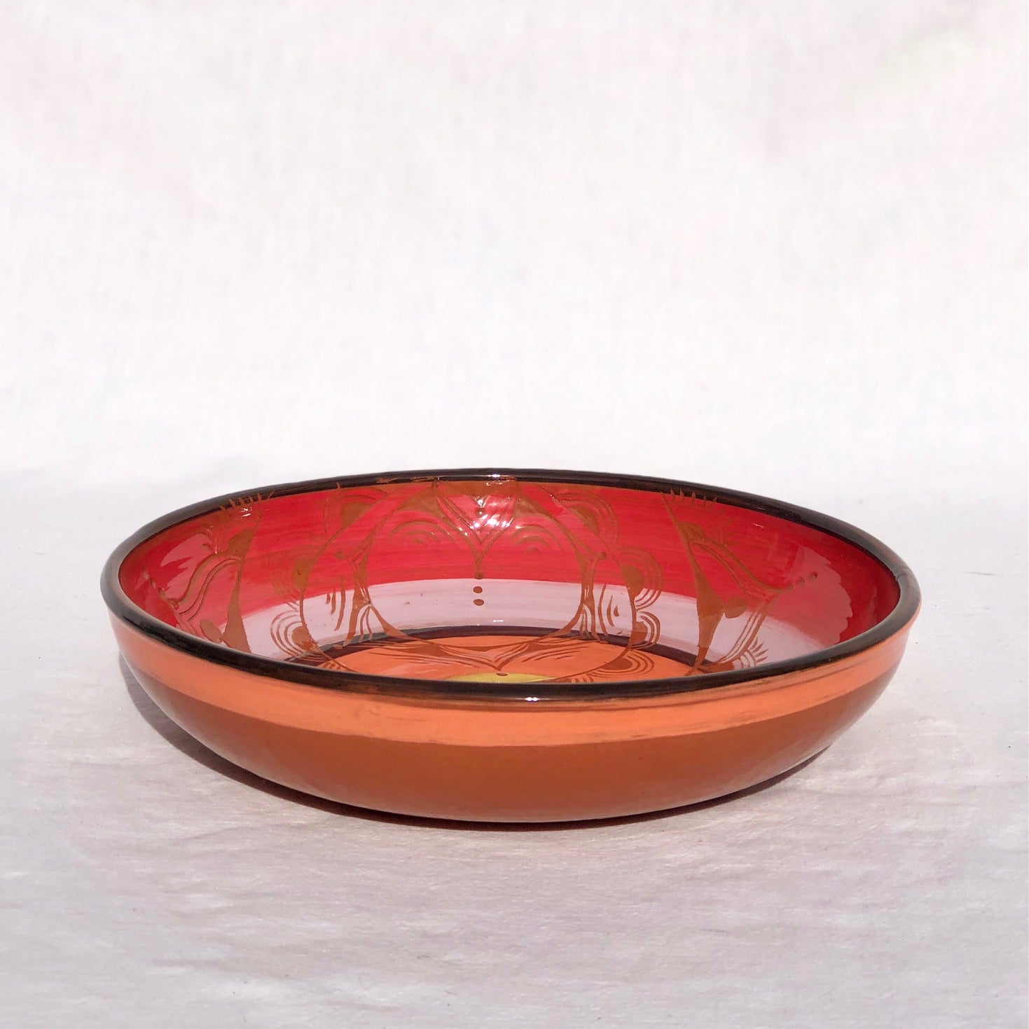 Large dish, red & orange